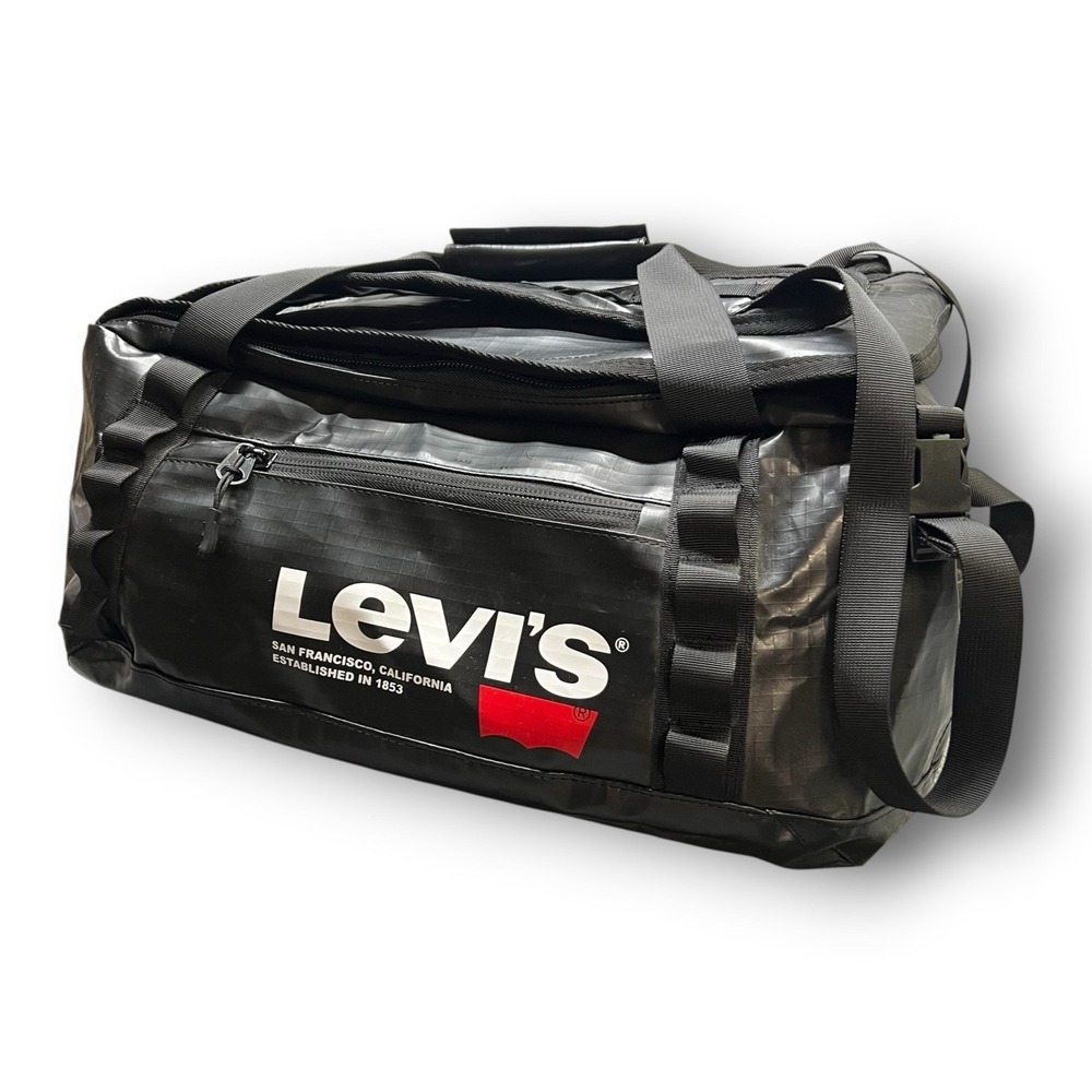 Levi's Waterproof Duffel Bag Weekender Gym Travel Carry On Black Backpack 18"